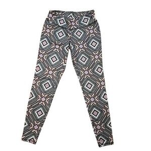 Kristin Nicole‎ Geometric Diamond Print Leggings Black Pink White Size M
